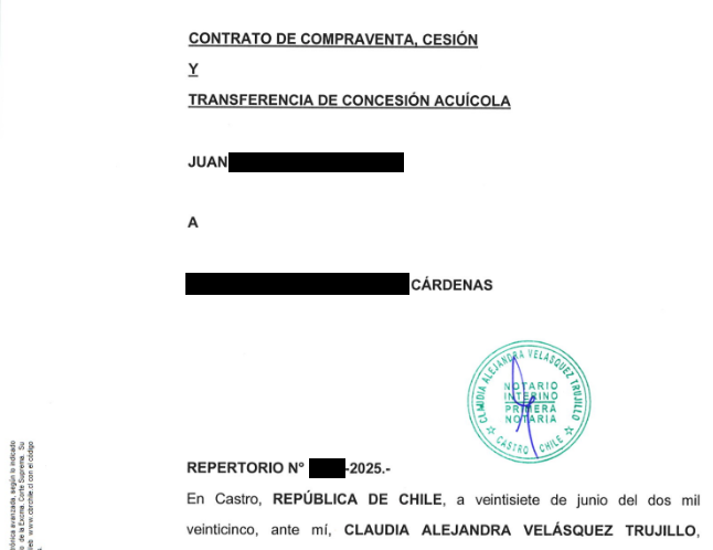 Asesoría para transferencia de concesión acuícola